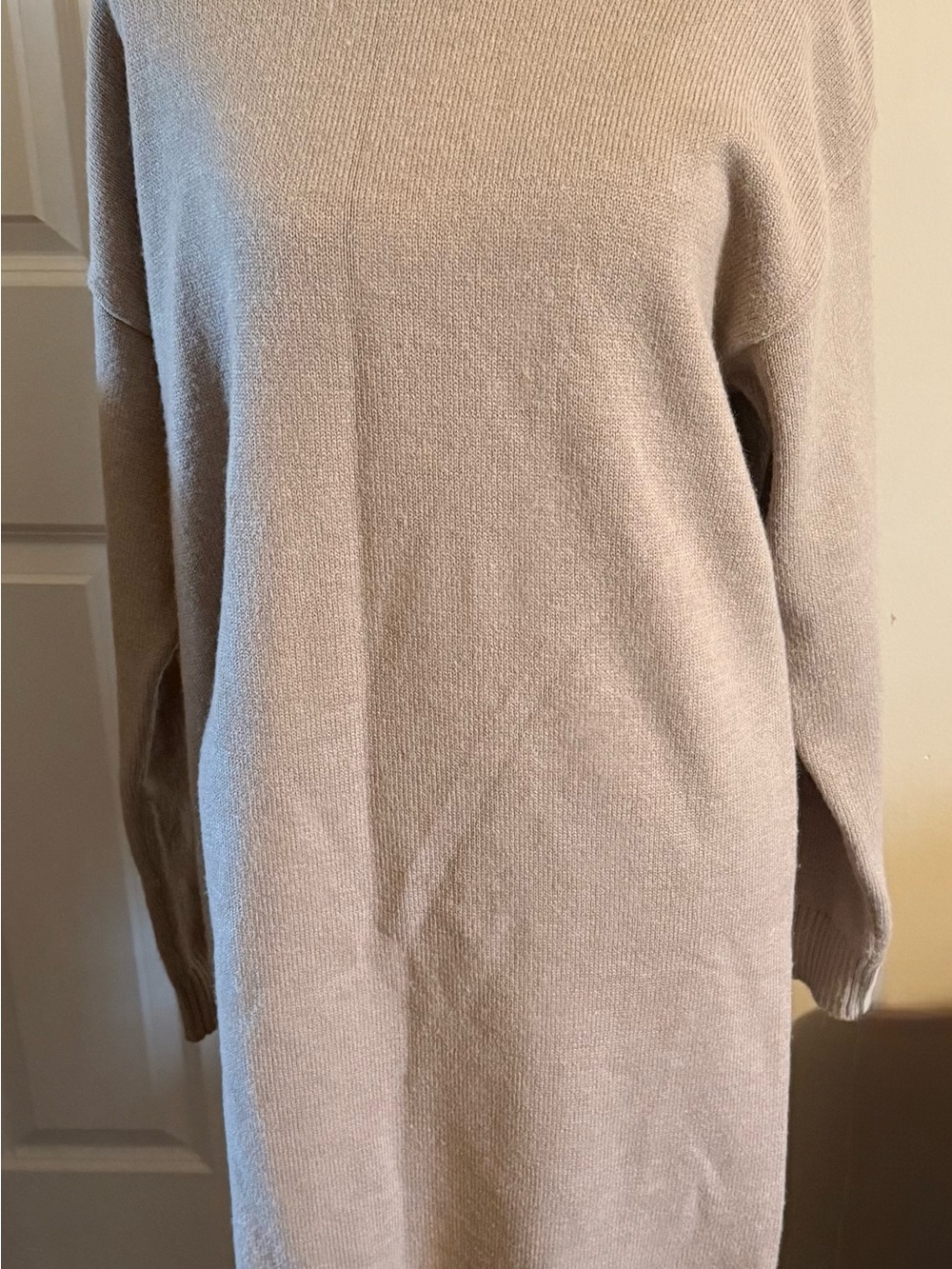 Bluivy Neutral Beige Scoopneck Knit Sweater Dress
